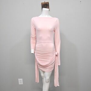 Lioness Glory Mini Dress Small Blush Pink Ruched Rosette Coquette‎ Ballet Party